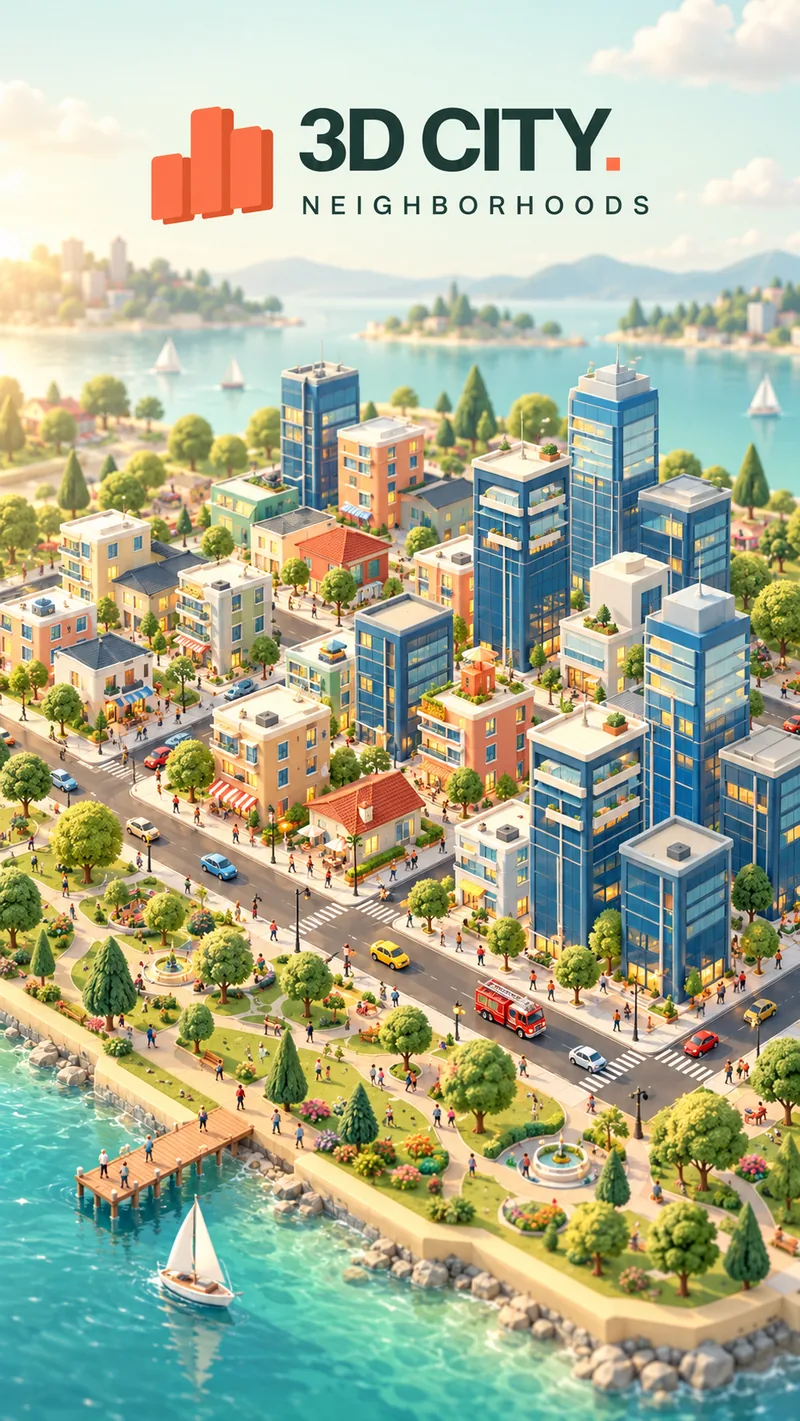 3D City: Neighborhoods — streets, traffic and residents down to the waterfront
