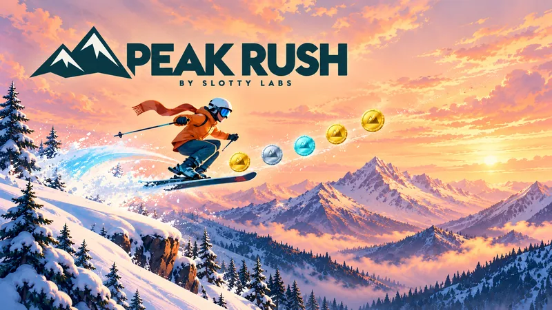 Peak Rush — a golden-hour run above the clouds, coins revealing their metal