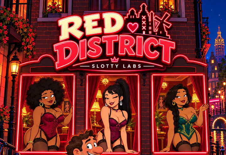 Red District — multiplier ladder on a neon-lit street