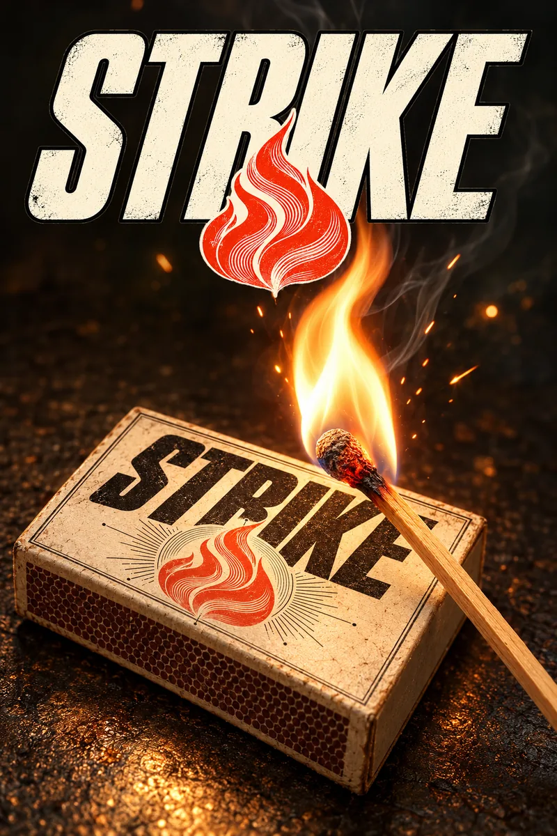 Strike — sparks, smoke and a live procedural flame