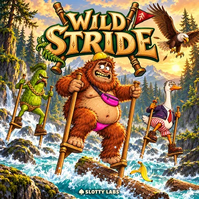Wild Stride — three misfit walkers on wooden stilts